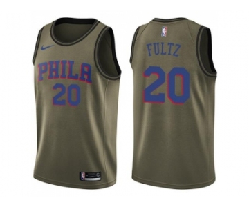 Men Nike Philadelphia 76ers #20 Markelle Fultz Green Salute to Service NBA Swingman Jersey