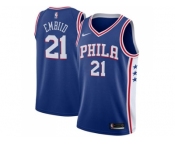 Men Nike Philadelphia 76ers #21 Joel Embiid Blue Stitched NBA Swingman Jersey