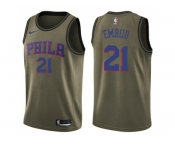 Men Nike Philadelphia 76ers #21 Joel Embiid Green Salute to Service NBA Swingman Jersey
