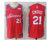 Men Nike Philadelphia 76ers #21 Joel Embiid Red NBA Swingman Jersey
