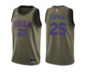 Men Nike Philadelphia 76ers #25 Ben Simmons Green Salute to Service NBA Swingman Jersey