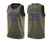 Men Nike Philadelphia 76ers #35 Clarence Weatherspoon Green Salute to Service NBA Swingman Jersey