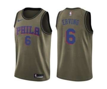 Men Nike Philadelphia 76ers #6 Julius Erving Green Salute to Service NBA Swingman Jersey