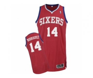 Men's Adidas Philadelphia 76ers #14 Sergio Rodriguez Authentic Red Road NBA Jersey