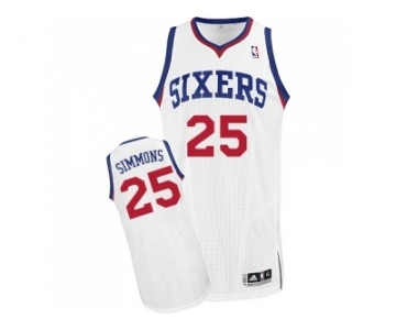 Men's Adidas Philadelphia 76ers #25 Ben Simmons Authentic White Home NBA Jersey