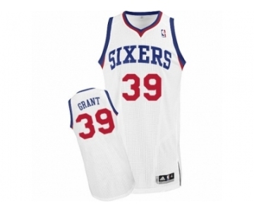 Men's Adidas Philadelphia 76ers #39 Jerami Grant Authentic White Home NBA Jersey