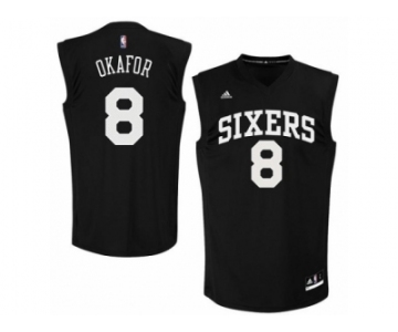 Men's Adidas Philadelphia 76ers #8 Jahlil Okafor Authentic Black Fashion NBA Jersey