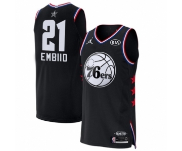 Men's Jordan Philadelphia 76ers #21 Joel Embiid Authentic Black 2019 All-Star Game Basketball Jersey