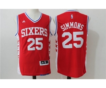 Men's NBA Philadelphia 76ers #25 Ben Simmons Red Jerseys