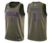 Men's Nike Philadelphia 76ers #1 Landry Shamet Swingman Green Salute to Service NBA Jersey