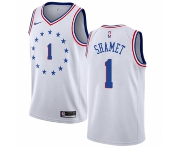 Men's Nike Philadelphia 76ers #1 Landry Shamet White Swingman Jersey - Earned Edition