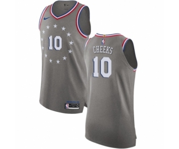 Men's Nike Philadelphia 76ers #10 Maurice Cheeks Authentic Gray NBA Jersey - City Edition