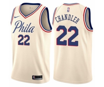 Men's Nike Philadelphia 76ers #22 Wilson Chandler Authentic Cream NBA Jersey - City Edition