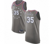 Men's Nike Philadelphia 76ers #35 Trevor Booker Authentic Gray NBA Jersey - City Edition