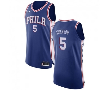 Men's Nike Philadelphia 76ers #5 Amir Johnson Authentic Blue Road NBA Jersey - Icon Edition