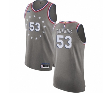Men's Nike Philadelphia 76ers #53 Darryl Dawkins Authentic Gray NBA Jersey - City Edition
