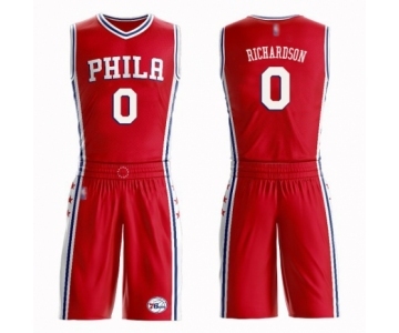 Men's Philadelphia 76ers #0 Josh Richardson Authentic Red Basketball Suit Jersey Statement Edition