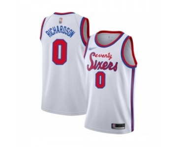 Men's Philadelphia 76ers #0 Josh Richardson Authentic White Hardwood Classics Basketball Jersey
