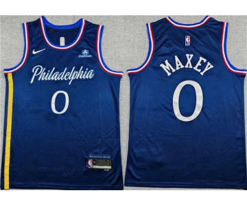 Men's Philadelphia 76ers #0 Tyrese Maxey Navy 2025-26 City Edition Stitched Jersey