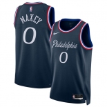 Men's Philadelphia 76ers #0 Tyrese Maxey Navy 2025-26 City Edition Swingman Stitched Jersey Men's Philadelphia 76ers #0 Tyrese Maxey Navy 2025-26 City Edition Swingman Stitched Jersey