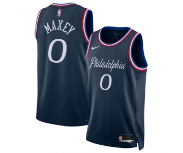 Men's Philadelphia 76ers #0 Tyrese Maxey Navy 2025-26 City Edition Swingman Stitched Jersey