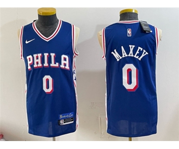 Men's Philadelphia 76ers #0 Tyrese Maxey Royal Icon Edition Stitched Jersey