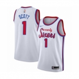 Men's Philadelphia 76ers #1 Mike Scott Authentic White Hardwood Classics Basketball Jersey