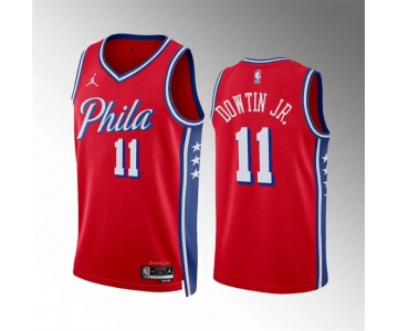 Men's Philadelphia 76ers #11 Jeff Dowtin Jr Red Statement Edition Stitched Jersey