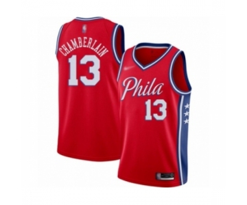 Men's Philadelphia 76ers #13 Wilt Chamberlain Authentic Red Finished Basketball Jersey - Statement Edition