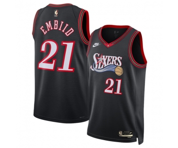 Men's Philadelphia 76ers #21 Joel Embiid Black 2025 Classic Edition Stitched Jersey