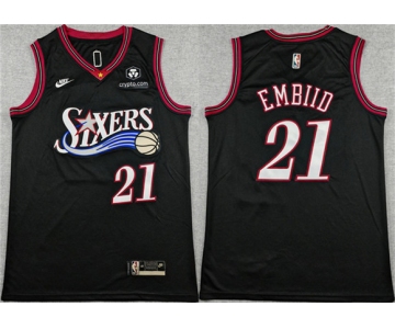 Men's Philadelphia 76ers #21 Joel Embiid Black 2025 Classic Edition Stitched Stitched Jersey