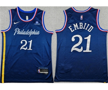 Men's Philadelphia 76ers #21 Joel Embiid Navy 2025-26 City Edition Stitched Jersey