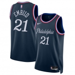 Men's Philadelphia 76ers #21 Joel Embiid Navy 2025-26 City Edition Swingman Stitched Jersey Men's Philadelphia 76ers #21 Joel Embiid Navy 2025-26 City Edition Swingman Stitched Jersey