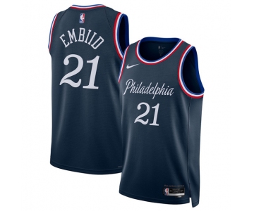 Men's Philadelphia 76ers #21 Joel Embiid Navy 2025-26 City Edition Swingman Stitched Jersey