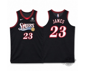 Men's Philadelphia 76ers #23 LeBron James Black 2025 Classic Edition Stitched Stitched Jersey