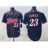 Men's Philadelphia 76ers #23 LeBron James Black Cool Base Stitched Baseball Jersey Men's Philadelphia 76ers #23 LeBron James Black Cool Base Stitched Baseball Jersey