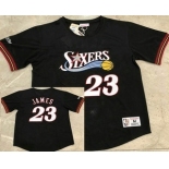 Men's Philadelphia 76ers #23 LeBron James Black Short Sleeved AU Throwback Jersey