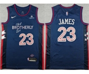 Men's Philadelphia 76ers #23 LeBron James Navy 2023-24 City Edition With Patch Stitched Jersey Men's Philadelphia 76ers #23 LeBron James Navy 2023-24 City Edition With Patch Stitched Jersey