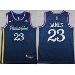 Men's Philadelphia 76ers #23 LeBron James Navy 2026 City Edition With Patch Stitched Jersey Men's Philadelphia 76ers #23 LeBron James Navy 2026 City Edition With Patch Stitched Jersey