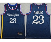 Men's Philadelphia 76ers #23 LeBron James Navy 2026 City Edition With Patch Stitched Jersey Men's Philadelphia 76ers #23 LeBron James Navy 2026 City Edition With Patch Stitched Jersey
