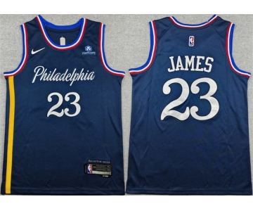 Men's Philadelphia 76ers #23 LeBron James Navy 2026 City Edition With Patch Stitched Jersey