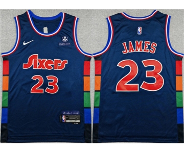 Men's Philadelphia 76ers #23 LeBron James Navy City Edition Swingman Stitched Jersey