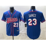Men's Philadelphia 76ers #23 LeBron James Royal Cool Base Stitched Baseball Jersey