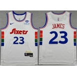 Men's Philadelphia 76ers #23 LeBron James White City Edition Swingman Stitched Jersey Men's Philadelphia 76ers #23 LeBron James White City Edition Swingman Stitched Jersey