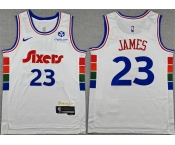 Men's Philadelphia 76ers #23 LeBron James White City Edition Swingman Stitched Jersey Men's Philadelphia 76ers #23 LeBron James White City Edition Swingman Stitched Jersey