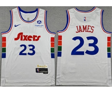 Men's Philadelphia 76ers #23 LeBron James White City Edition Swingman Stitched Jersey