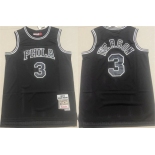 Men's Philadelphia 76ers #3 Allen Iverson Black 1997-98 Throwback Stitched basketball Jersey