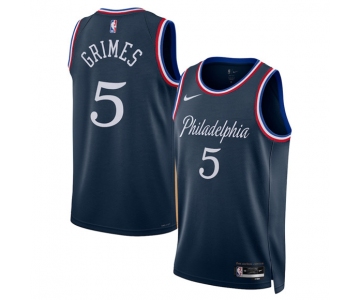 Men's Philadelphia 76ers #5 Quentin Grimes Navy 2025-26 City Edition Swingman Stitched Jersey