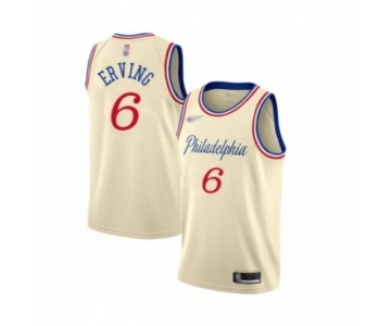 Men's Philadelphia 76ers #6 Erving Swingman Cream Basketball Jersey 2019-20 City Edition