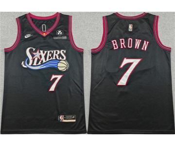 Men's Philadelphia 76ers #7 Jaylen Brown Black 2026 Classic Edition Stitched Jersey